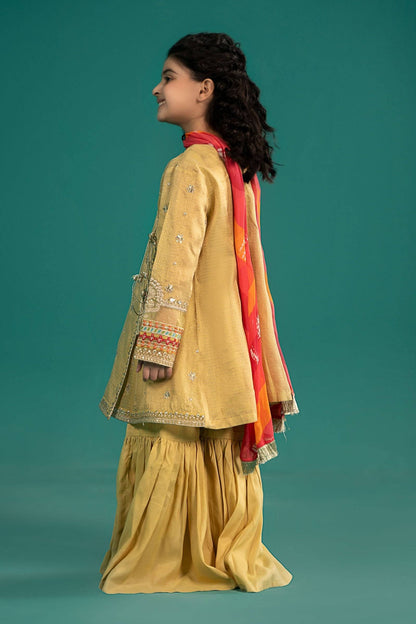 Maria B | 3 Piece Embroidered Cotton Zari Net Suit | MKS-EF25-46 by Maria Faisal - Registered Vendor of : Maria B - type : Kids Clothes - 100% original wedding dresses