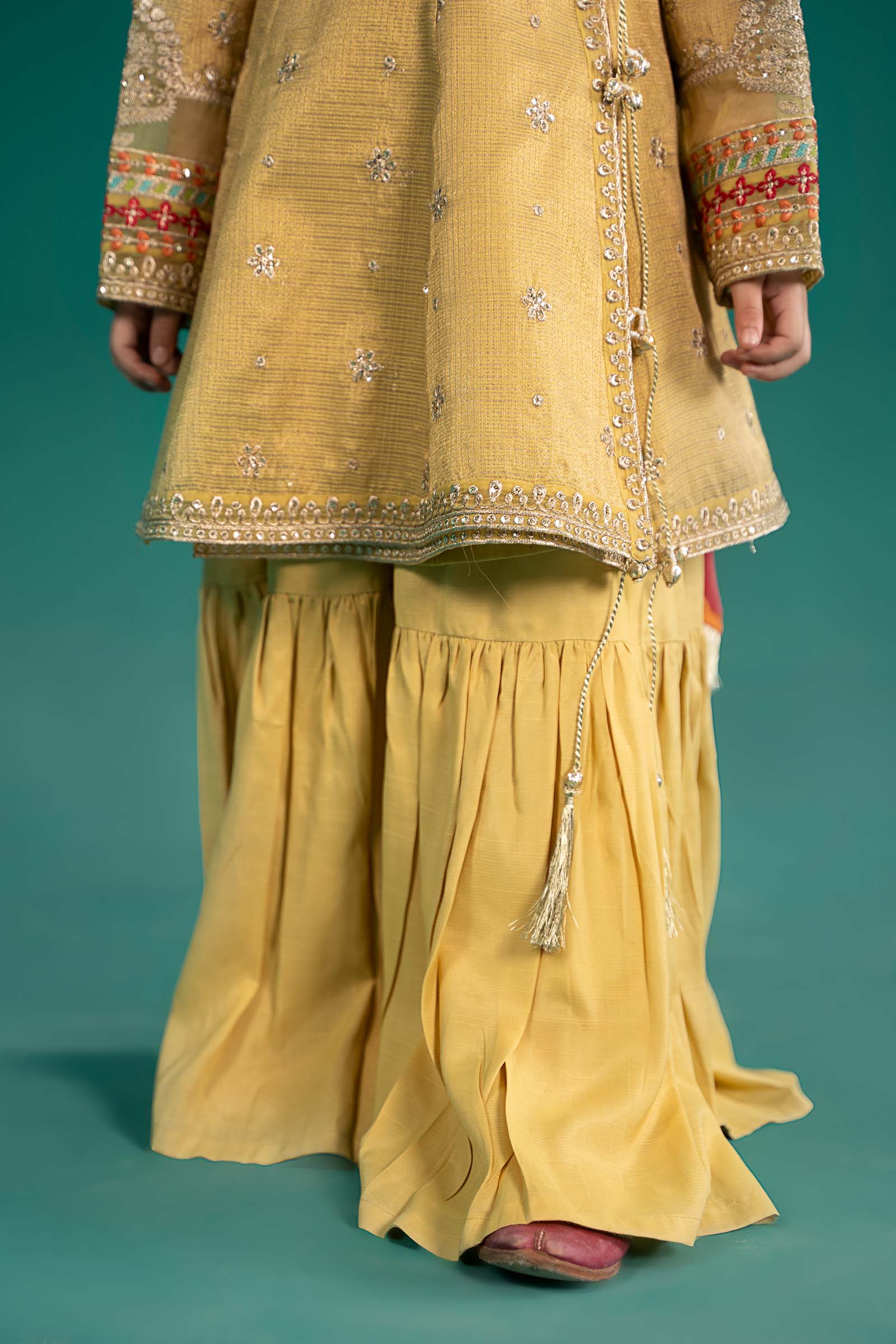 3 Piece Embroidered Cotton Zari Net Suit - Kids Clothes - available at Maria Faisal in UK and USA