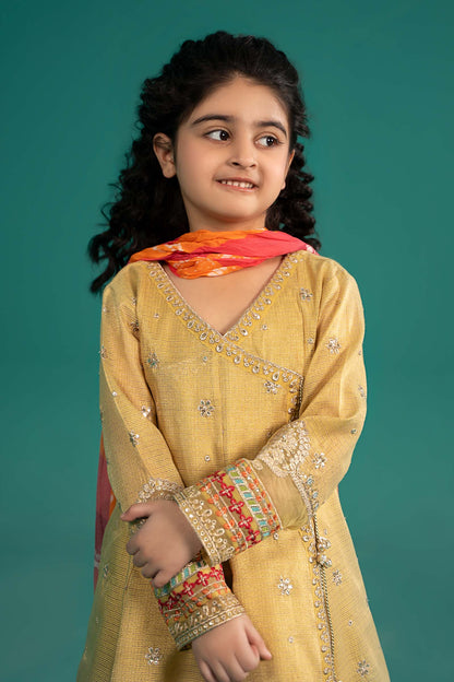 Maria B | 3 Piece Embroidered Cotton Zari Net Suit | MKS-EF25-46 by Maria Faisal - Registered Vendor of : Maria B - type : Kids Clothes - 100% original wedding dresses