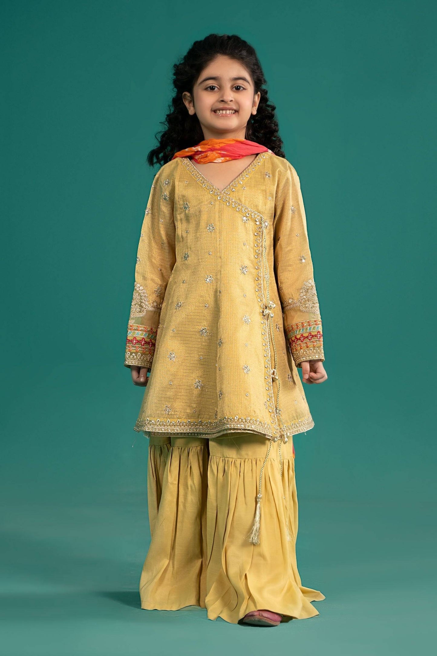 Maria B | 3 Piece Embroidered Cotton Zari Net Suit | MKS-EF25-46 by Maria Faisal - Registered Vendor of : Maria B - type : Kids Clothes - 100% original wedding dresses