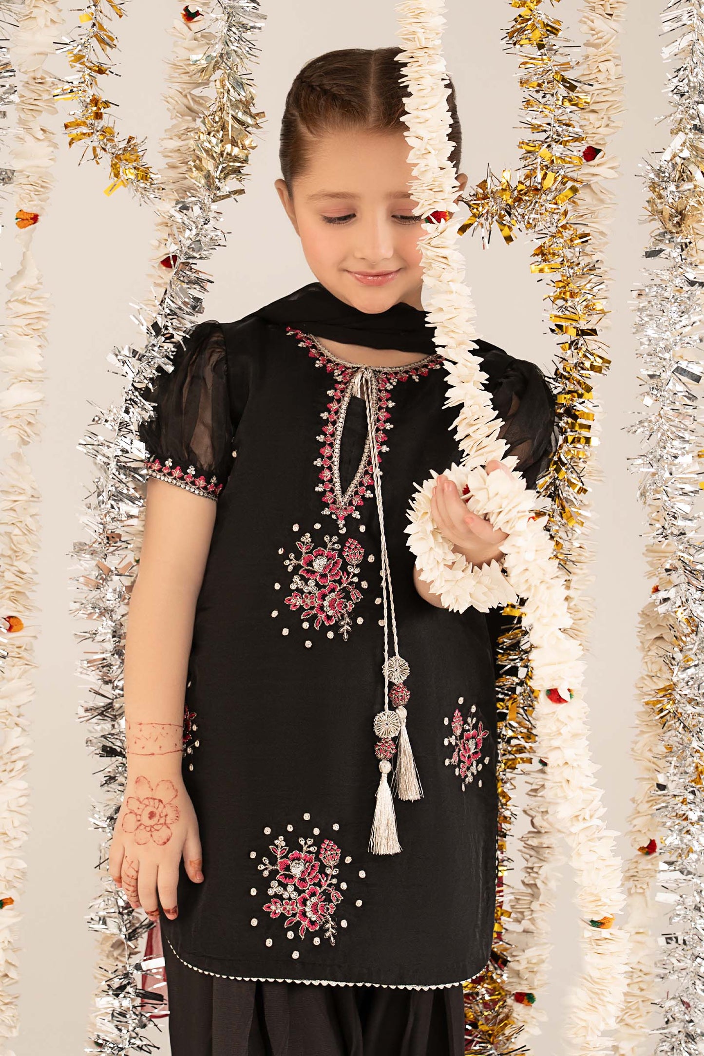 3 Piece Embroidered Organza Suit - Kids Clothing - available at Maria Faisal in UK and USA.