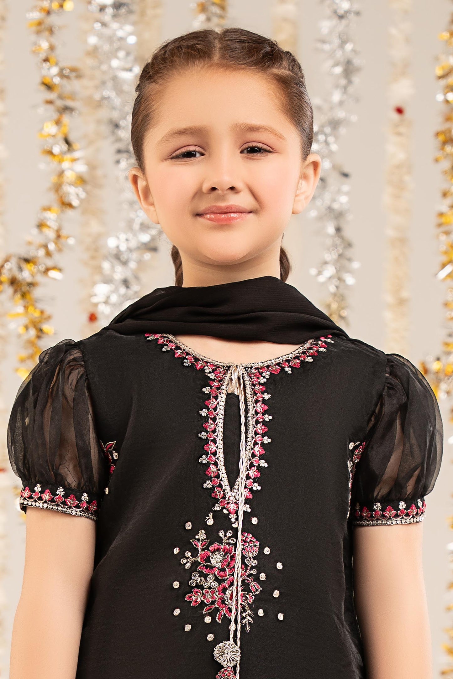 3 Piece Embroidered Organza Suit - Kids Clothing - available at Maria Faisal in UK and USA.