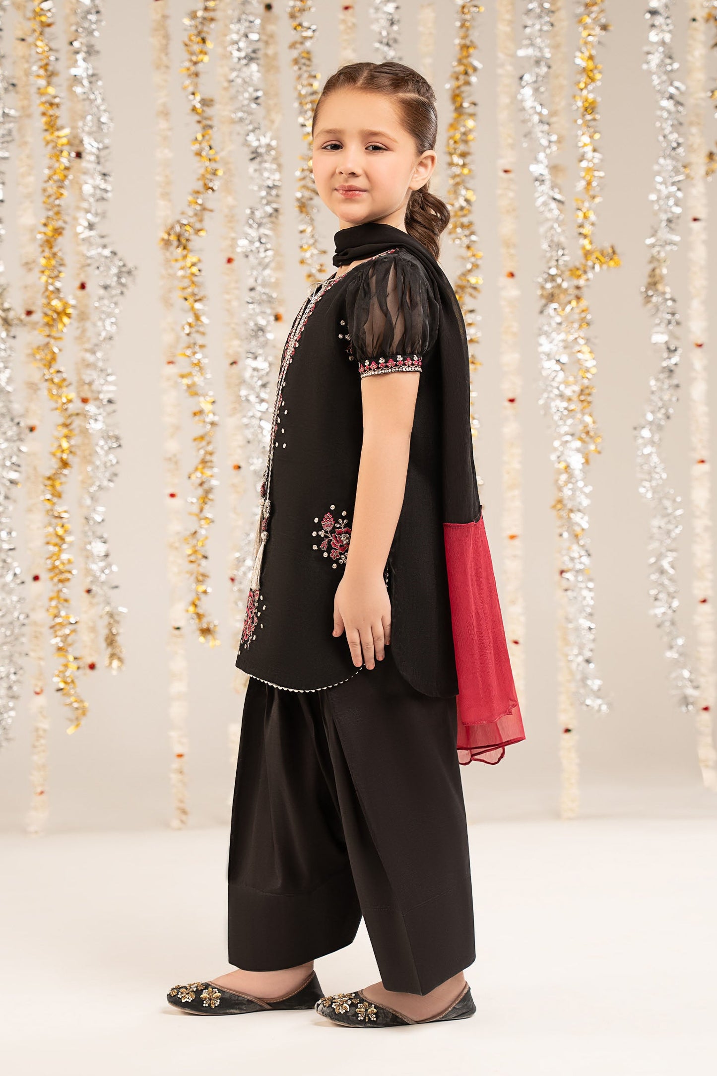 3 Piece Embroidered Organza Suit - Kids Clothing - available at Maria Faisal in UK and USA.