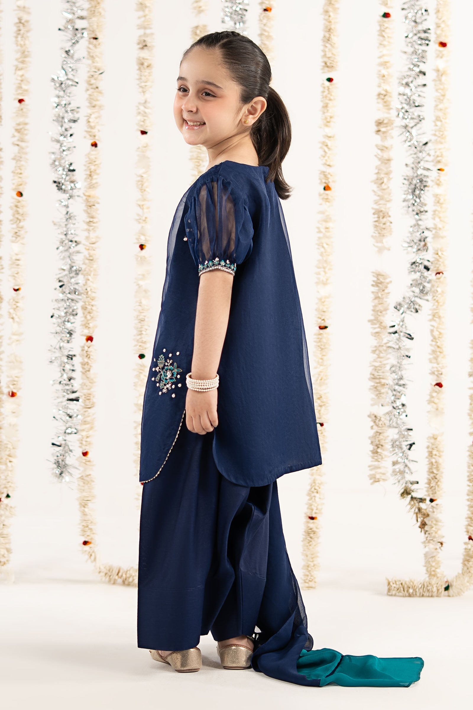 3 Piece Embroidered Organza Suit - Kids Clothing - available at Maria Faisal in UK and USA.