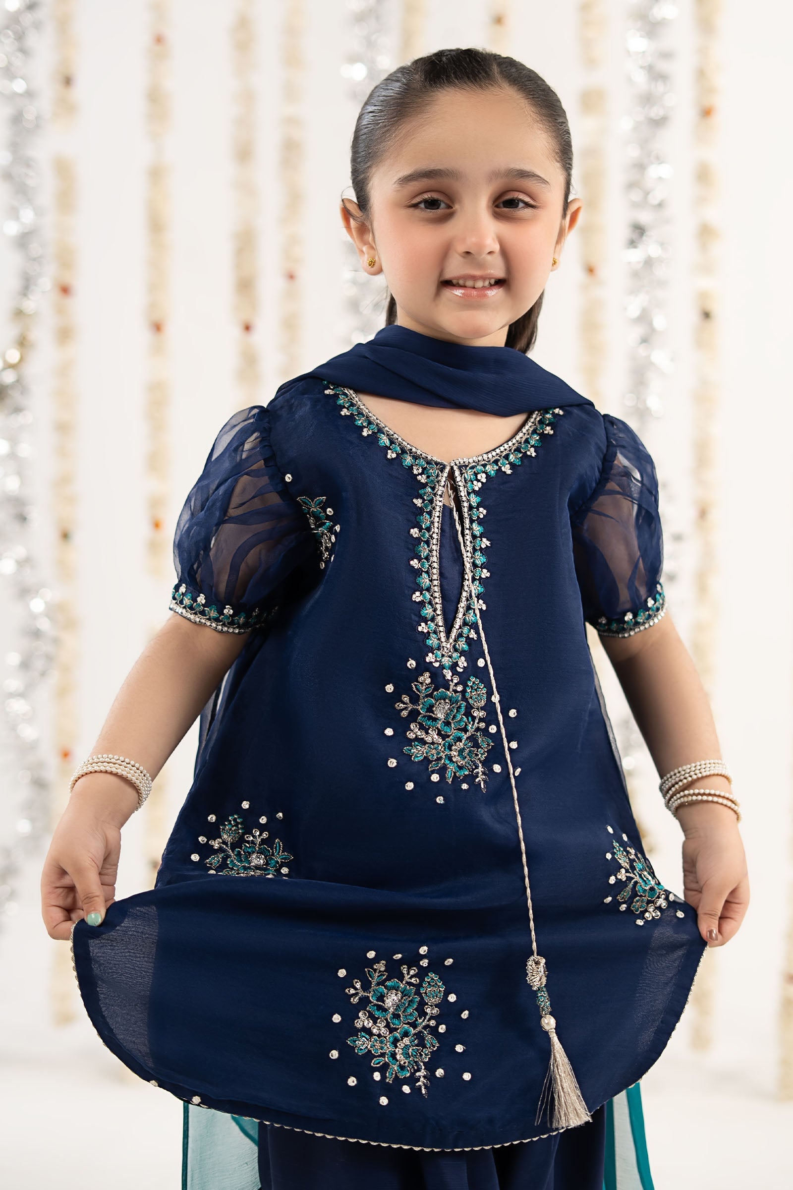 3 Piece Embroidered Organza Suit - Kids Clothing - available at Maria Faisal in UK and USA.