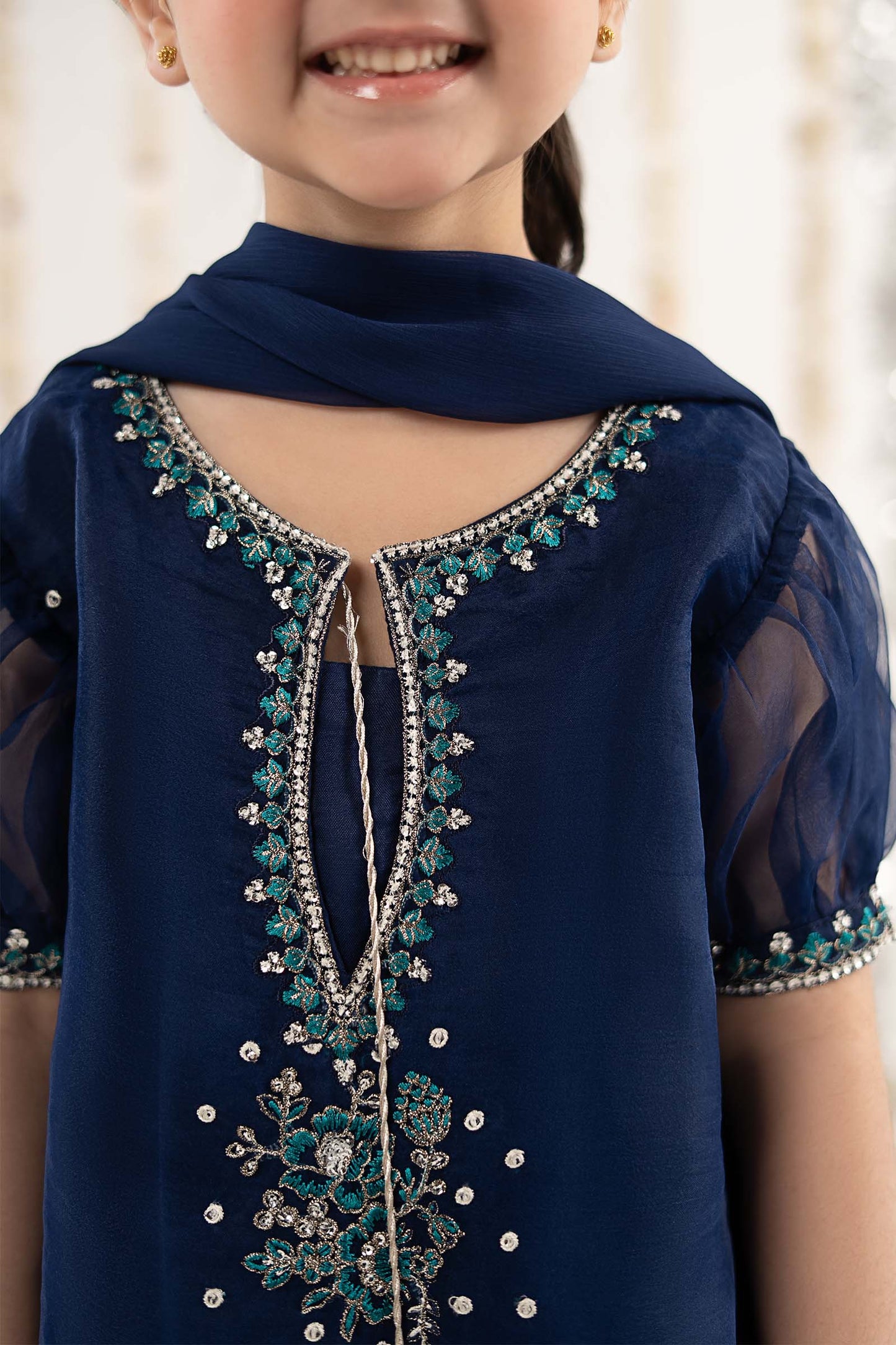 3 Piece Embroidered Organza Suit - Kids Clothing - available at Maria Faisal in UK and USA.