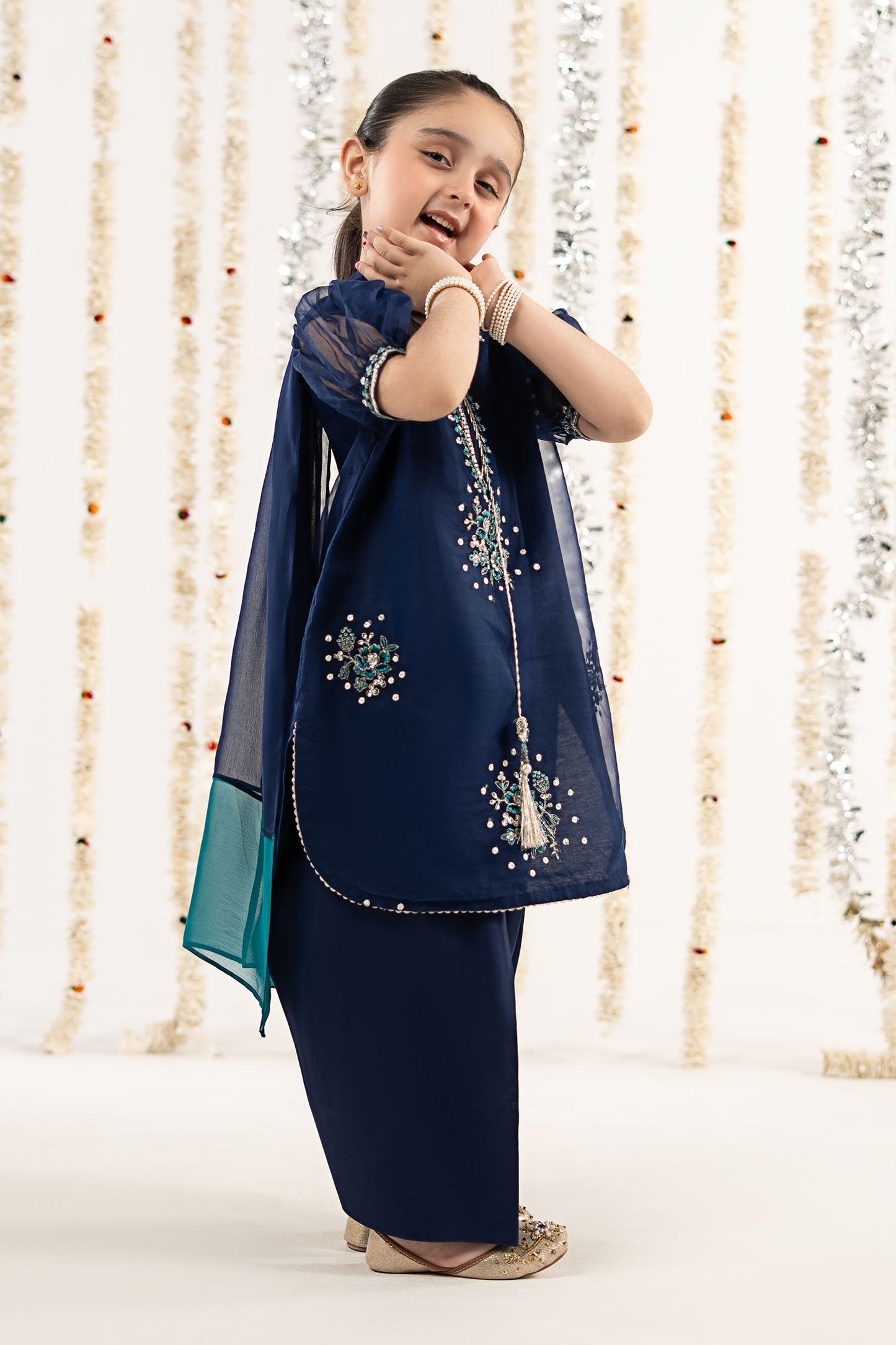 3 Piece Embroidered Organza Suit - Kids Clothing - available at Maria Faisal in UK and USA.
