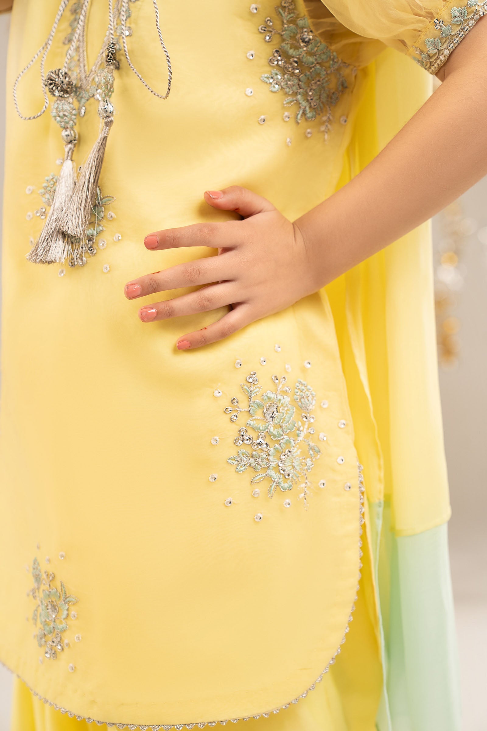 3 Piece Embroidered Organza Suit - Kids Clothing - available at Maria Faisal in UK and USA.