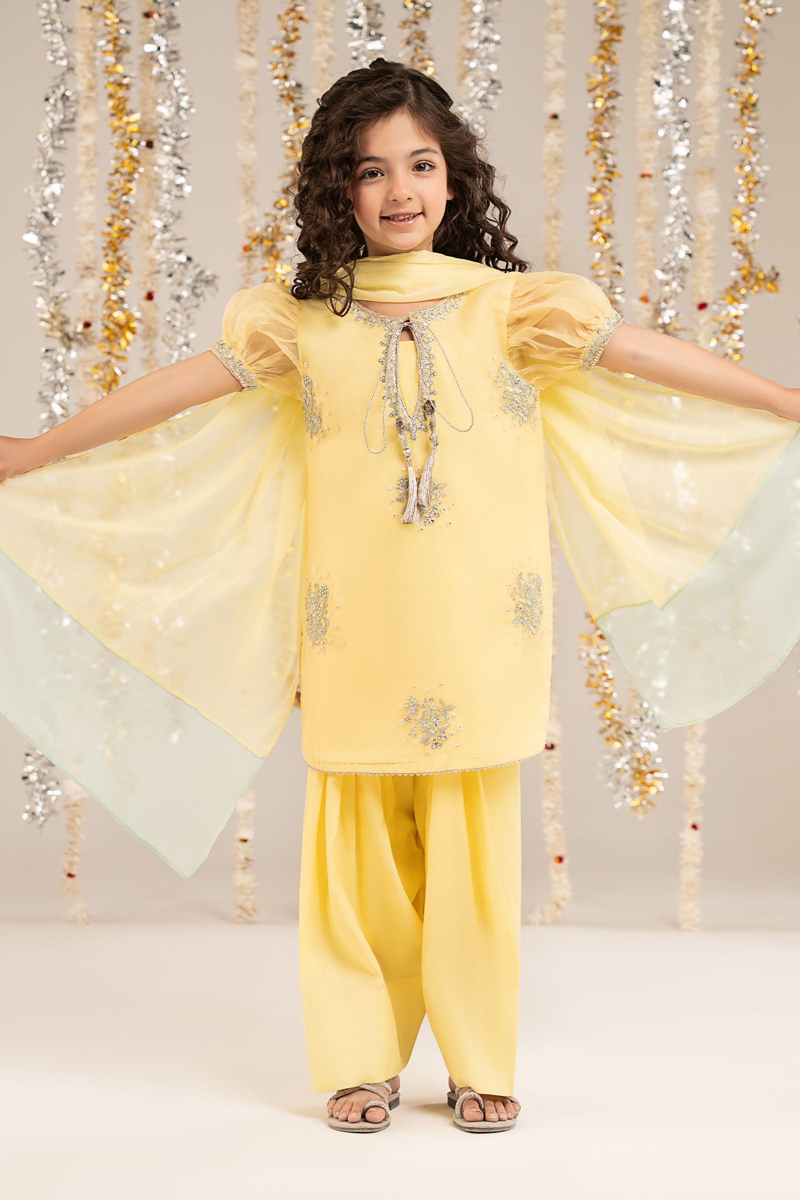 3 Piece Embroidered Organza Suit - Kids Clothing - available at Maria Faisal in UK and USA.