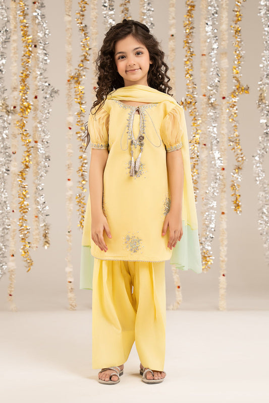 3 Piece Embroidered Organza Suit - Kids Clothing - available at Maria Faisal in UK and USA.