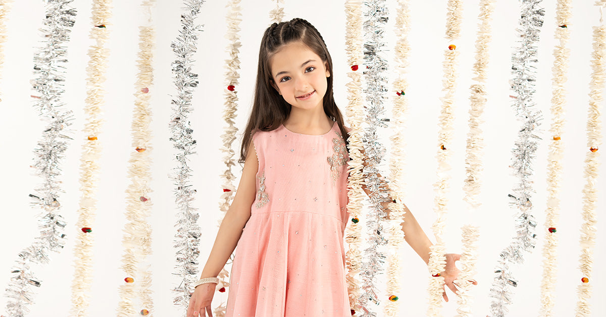 2 Piece Embroidered Cotton Net Suit - by Maria Faisal - Registered Vendor of : Maria B Kids - 100% Original Designer Dress