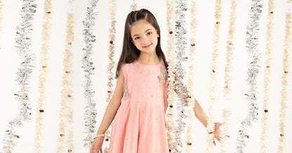 2 Piece Embroidered Cotton Net Suit - by Maria Faisal - Registered Vendor of : Maria B Kids - 100% Original Designer Dress