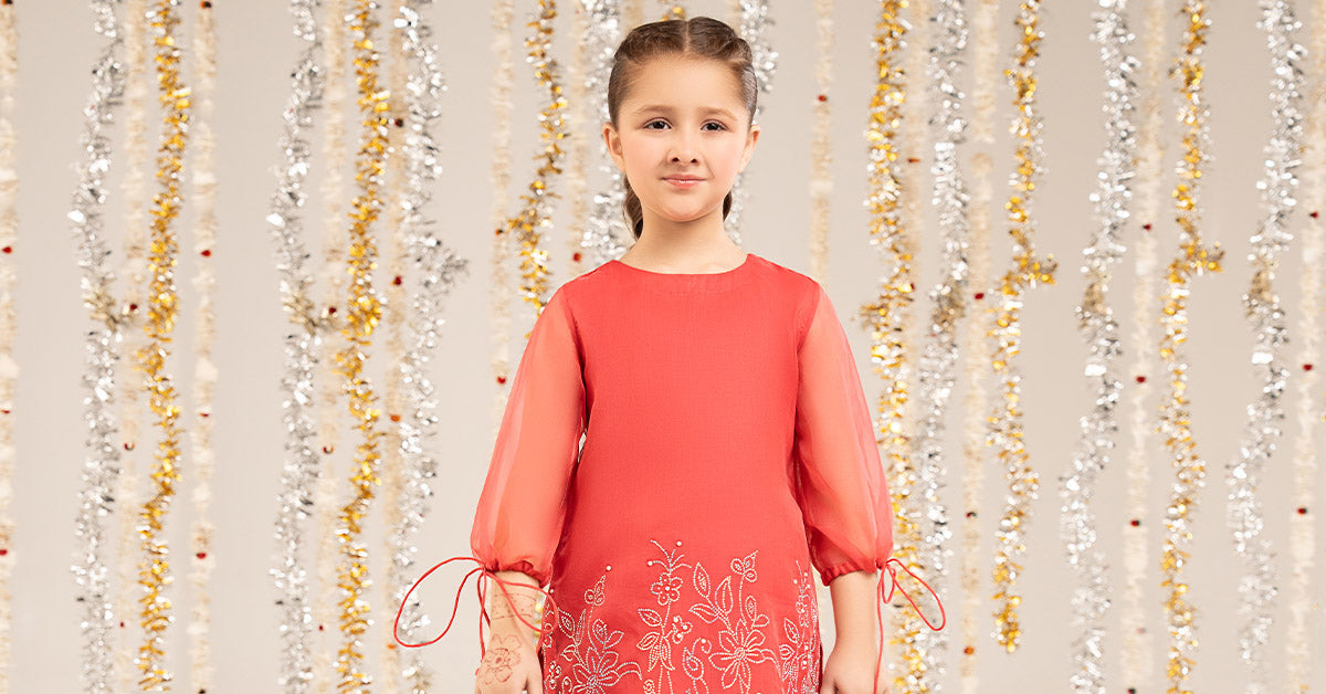 2 Piece Embellished Organza Suit - Kids Clothing - available at Maria Faisal in UK and USA.