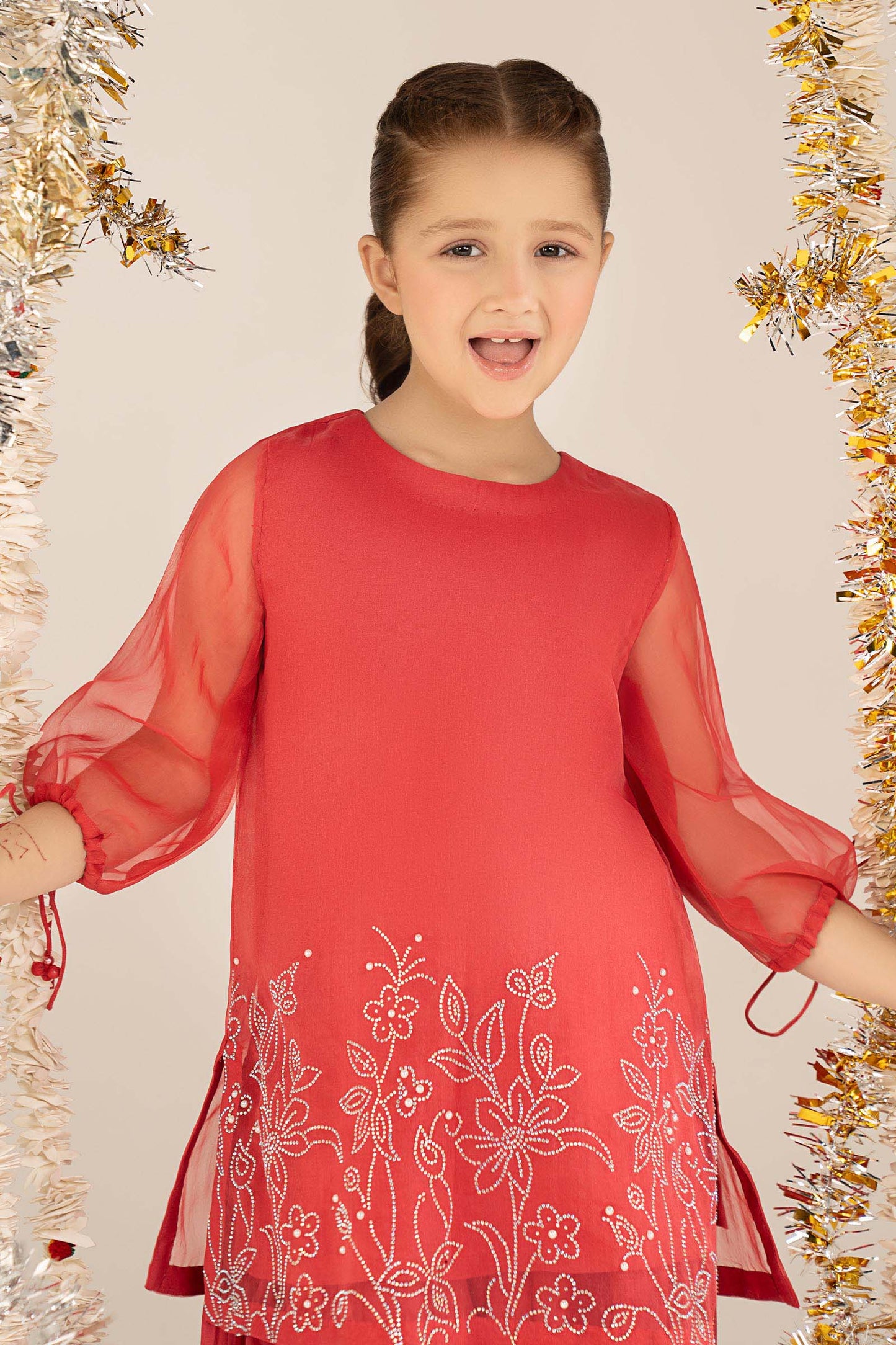 2 Piece Embellished Organza Suit - Kids Clothing - available at Maria Faisal in UK and USA.
