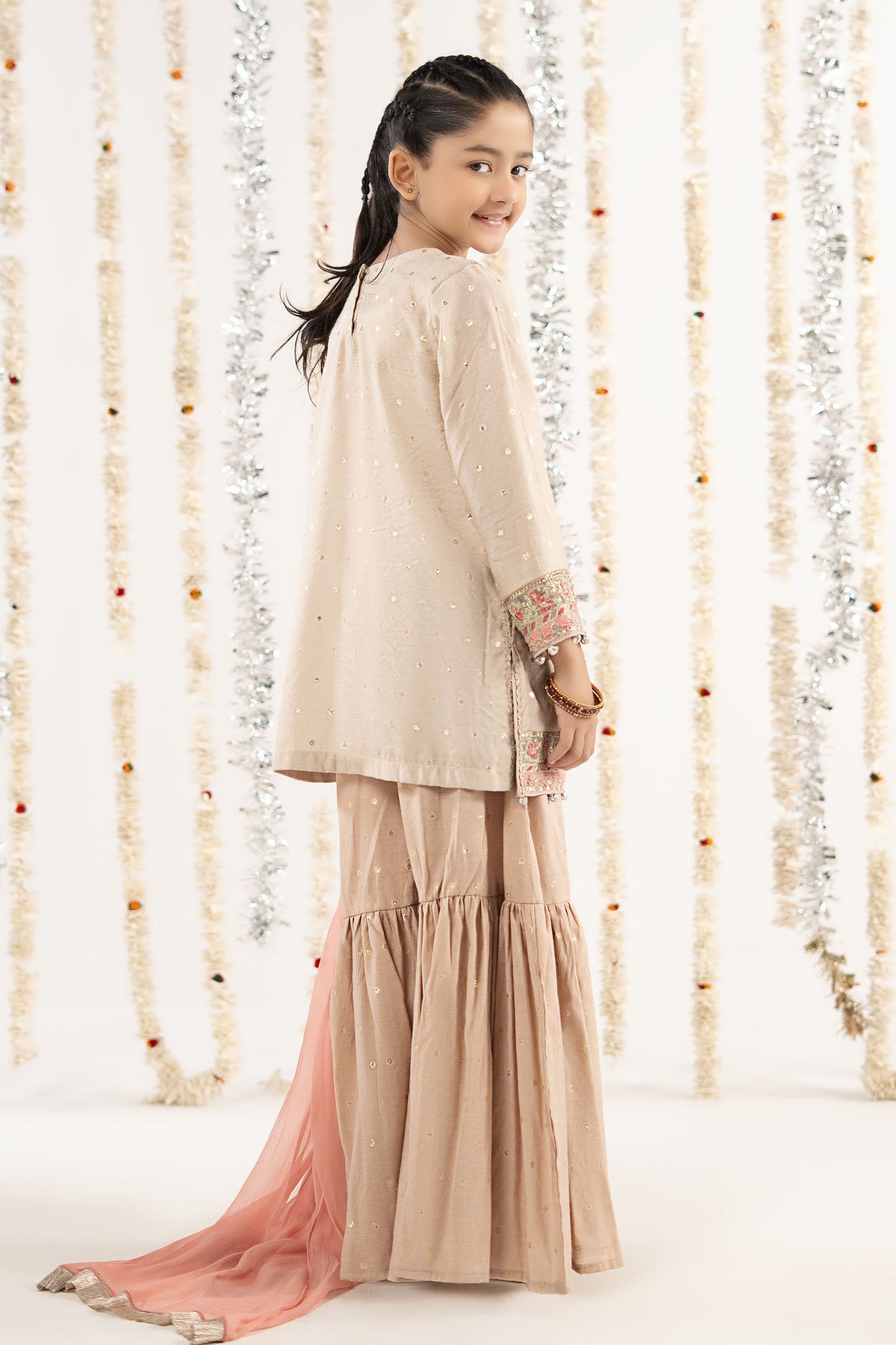 3 Piece Embroidered Lurex Jacquard Suit - by Maria Faisal - Registered Vendor of : Maria B Kids - 100% Original Designer Dress