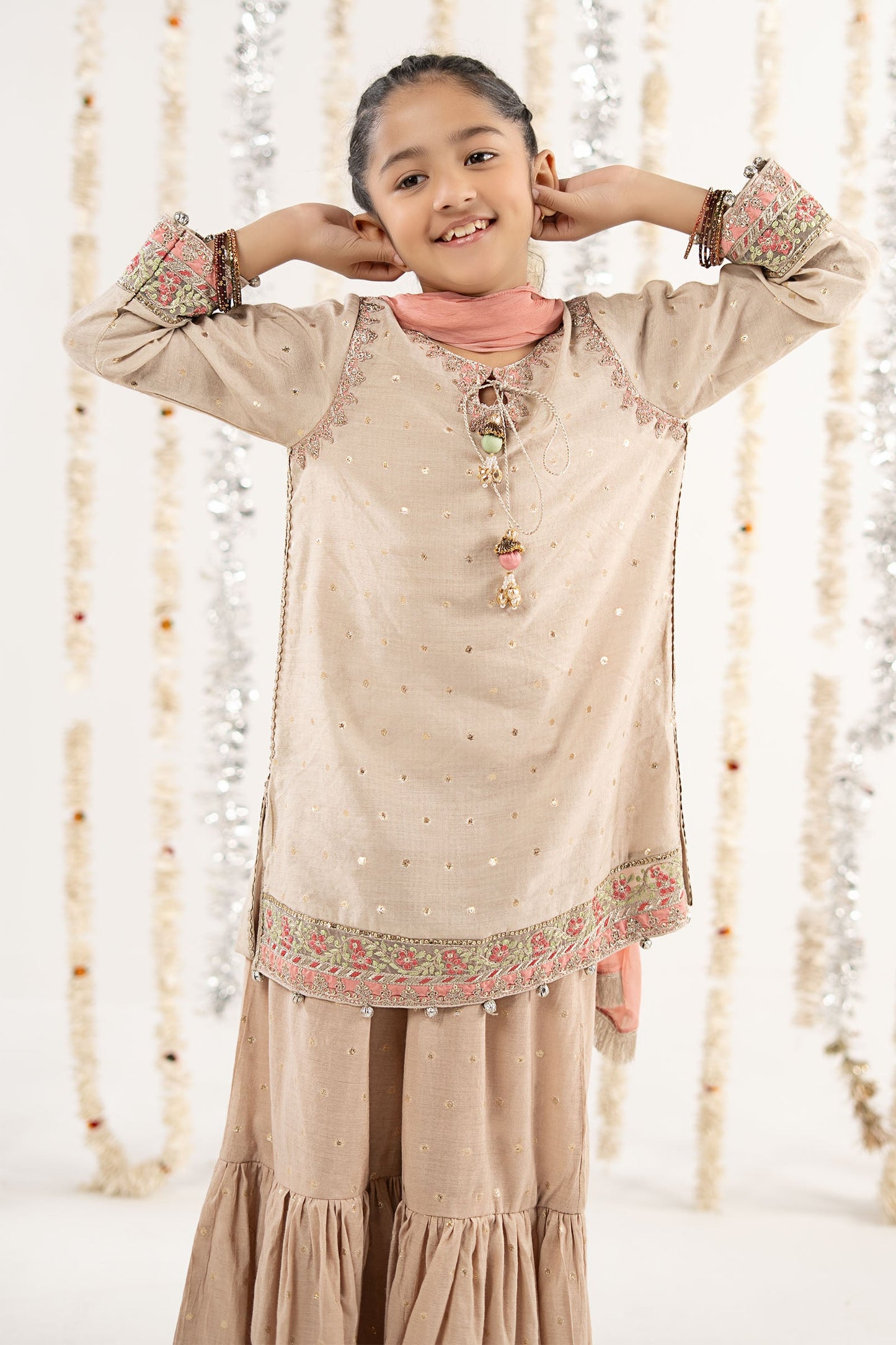 3 Piece Embroidered Lurex Jacquard Suit - by Maria Faisal - Registered Vendor of : Maria B Kids - 100% Original Designer Dress