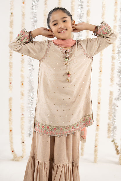 3 Piece Embroidered Lurex Jacquard Suit - by Maria Faisal - Registered Vendor of : Maria B Kids - 100% Original Designer Dress