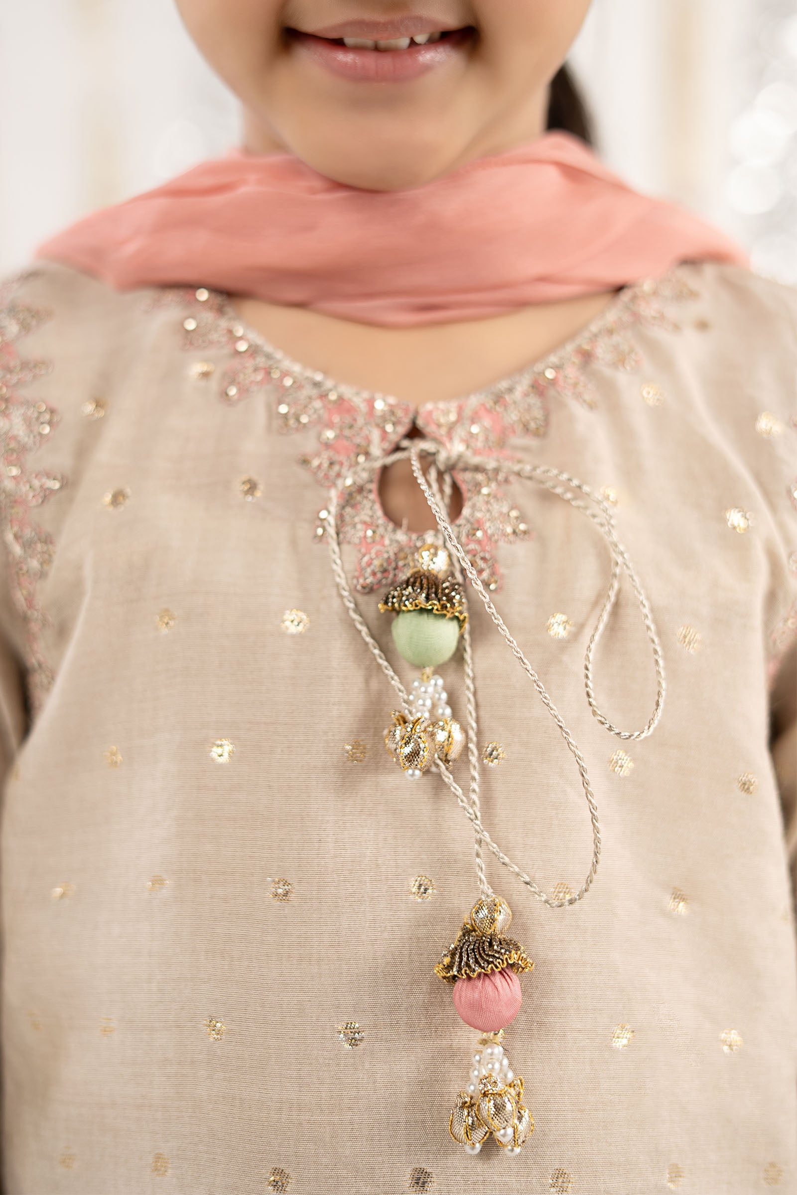 3 Piece Embroidered Lurex Jacquard Suit - by Maria Faisal - Registered Vendor of : Maria B Kids - 100% Original Designer Dress