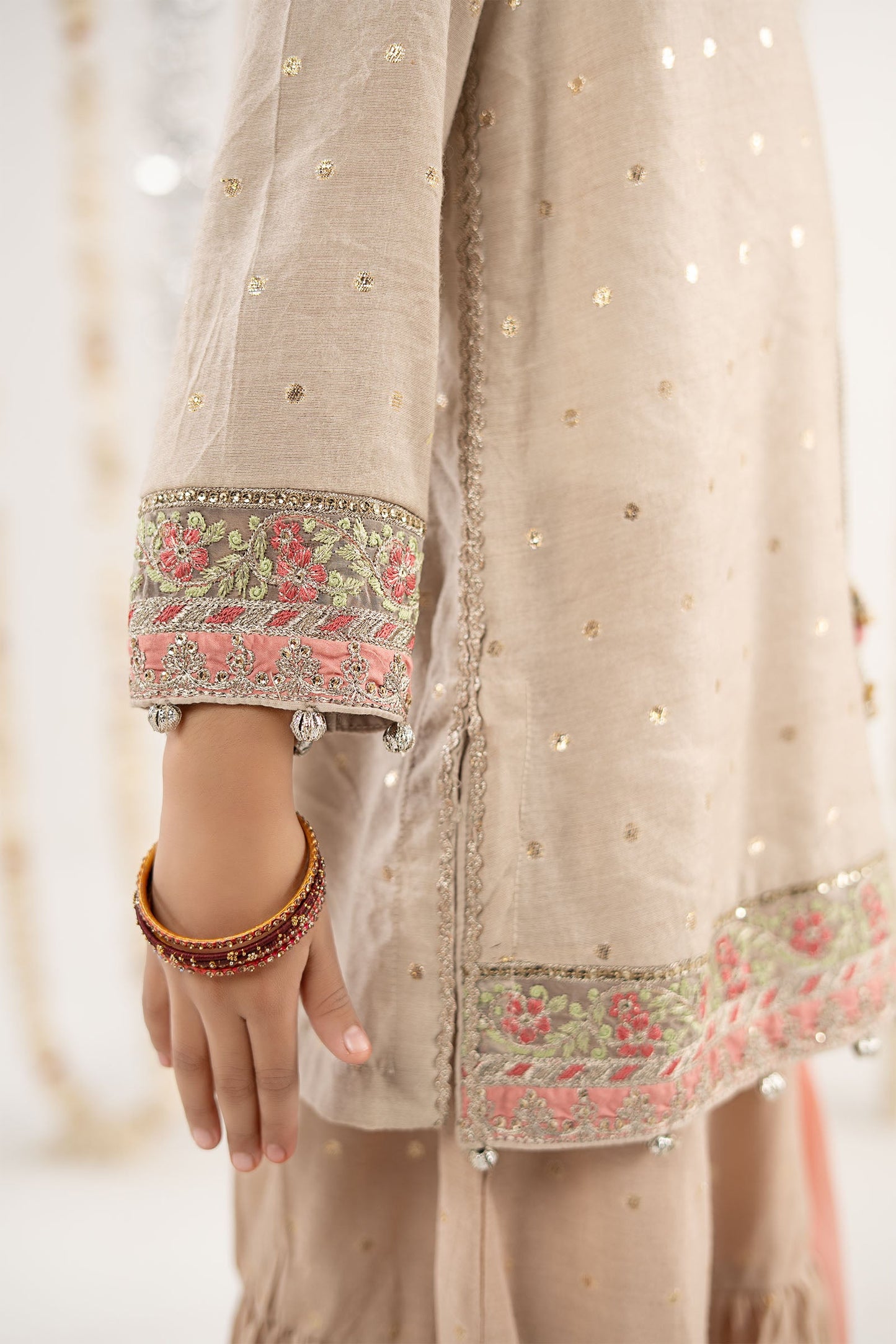 3 Piece Embroidered Lurex Jacquard Suit - by Maria Faisal - Registered Vendor of : Maria B Kids - 100% Original Designer Dress
