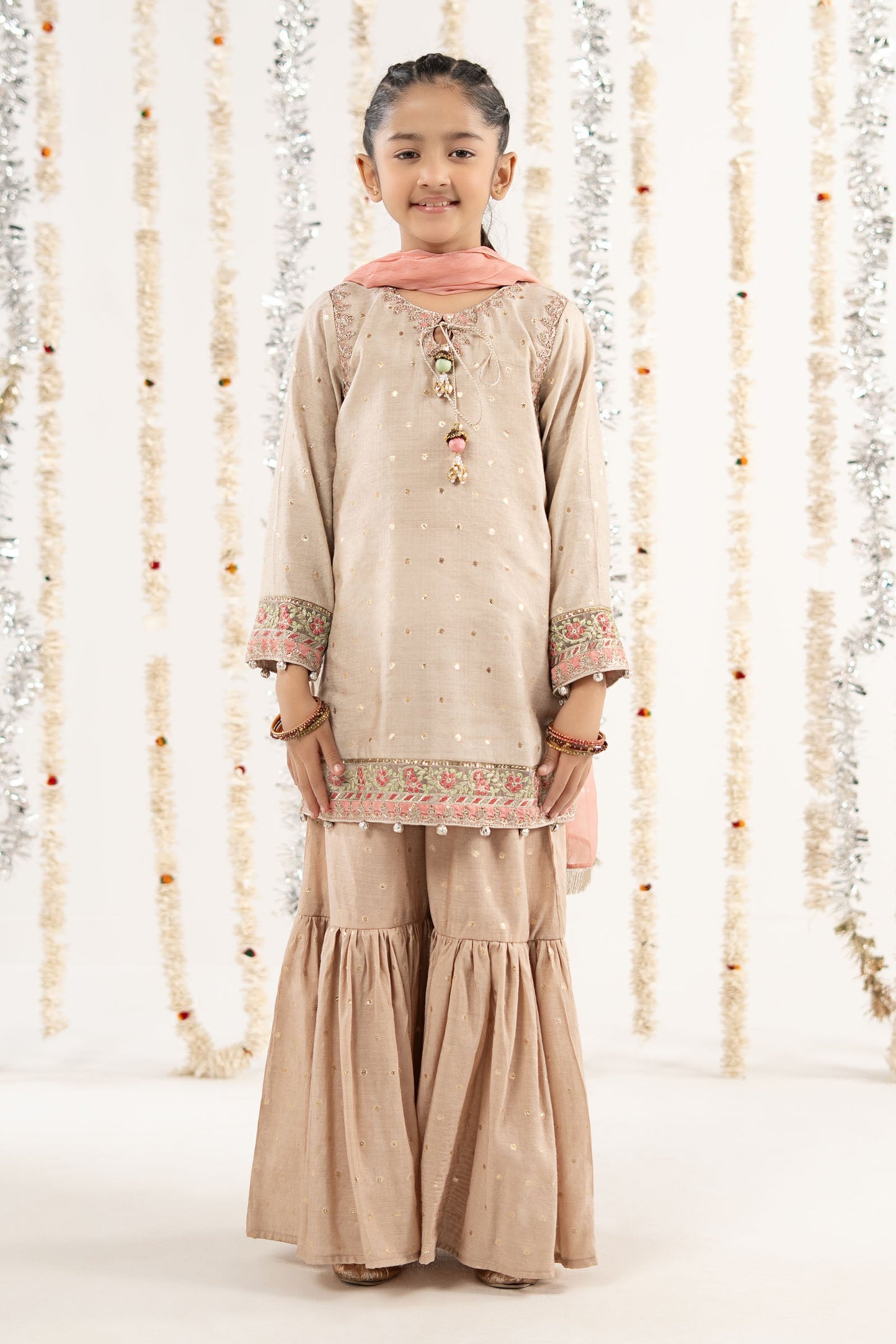3 Piece Embroidered Lurex Jacquard Suit - by Maria Faisal - Registered Vendor of : Maria B Kids - 100% Original Designer Dress