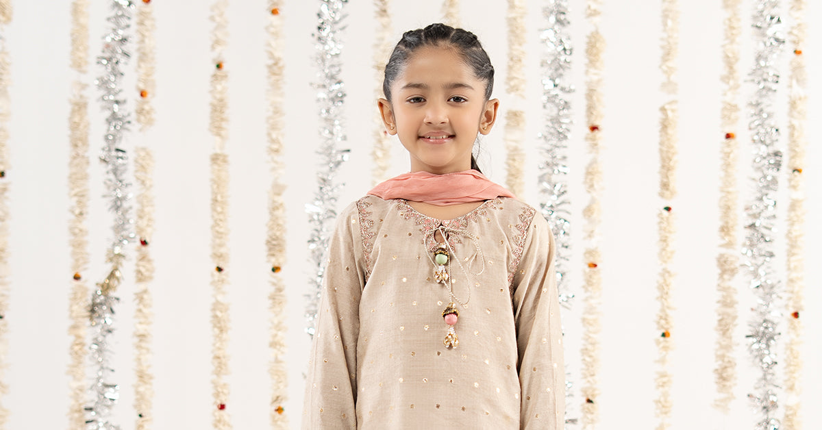 3 Piece Embroidered Lurex Jacquard Suit - by Maria Faisal - Registered Vendor of : Maria B Kids - 100% Original Designer Dress