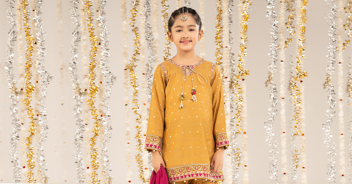 3 Piece Embroidered Lurex Jacquard Suit - by Maria Faisal - Registered Vendor of : Maria B Kids - 100% Original Designer Dress