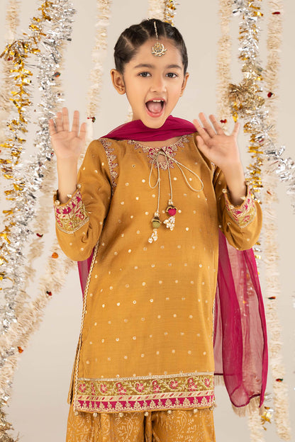 3 Piece Embroidered Lurex Jacquard Suit - by Maria Faisal - Registered Vendor of : Maria B Kids - 100% Original Designer Dress