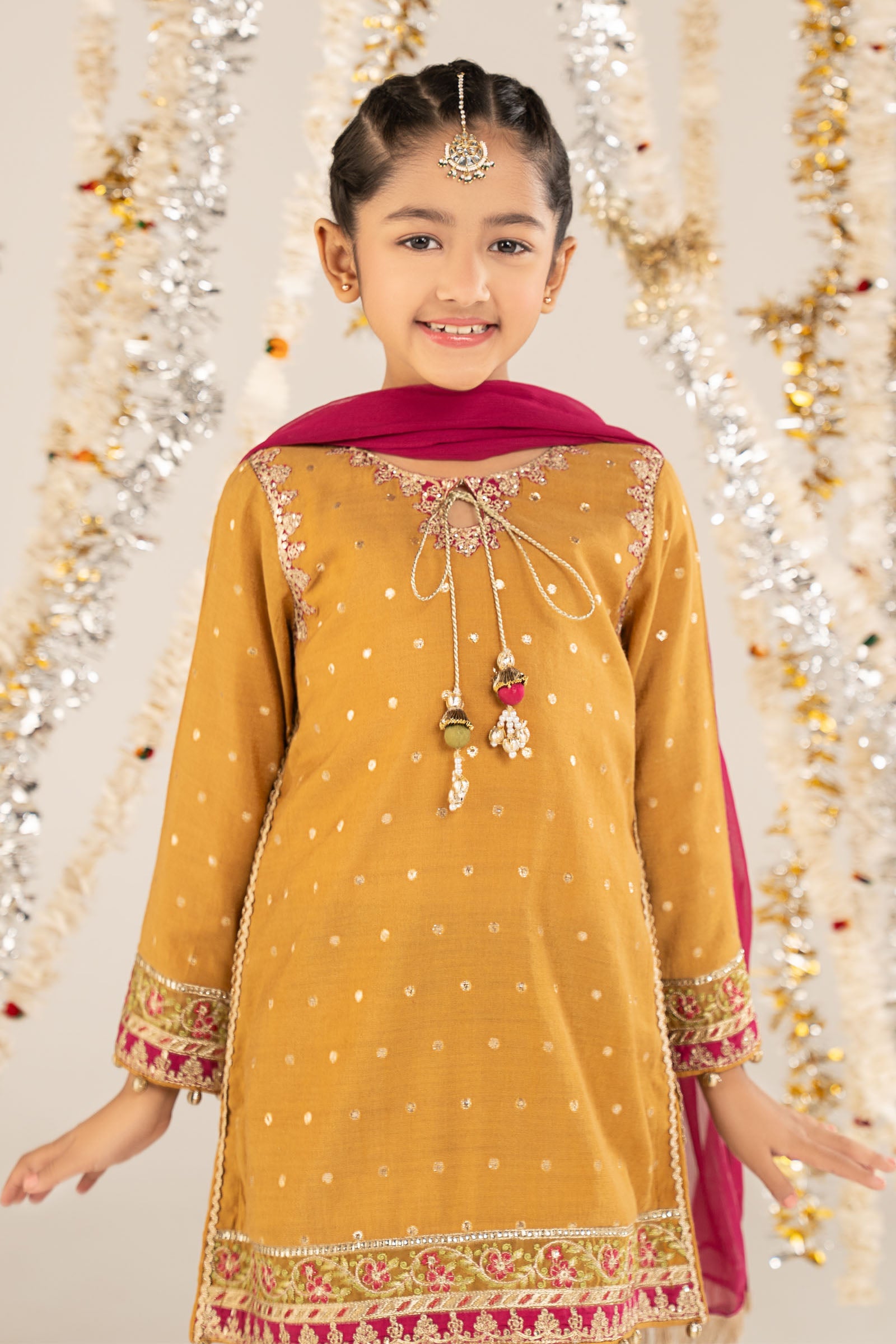 3 Piece Embroidered Lurex Jacquard Suit - by Maria Faisal - Registered Vendor of : Maria B Kids - 100% Original Designer Dress