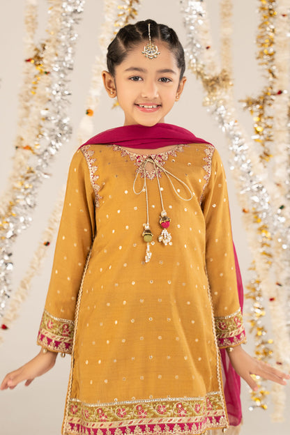 3 Piece Embroidered Lurex Jacquard Suit - by Maria Faisal - Registered Vendor of : Maria B Kids - 100% Original Designer Dress