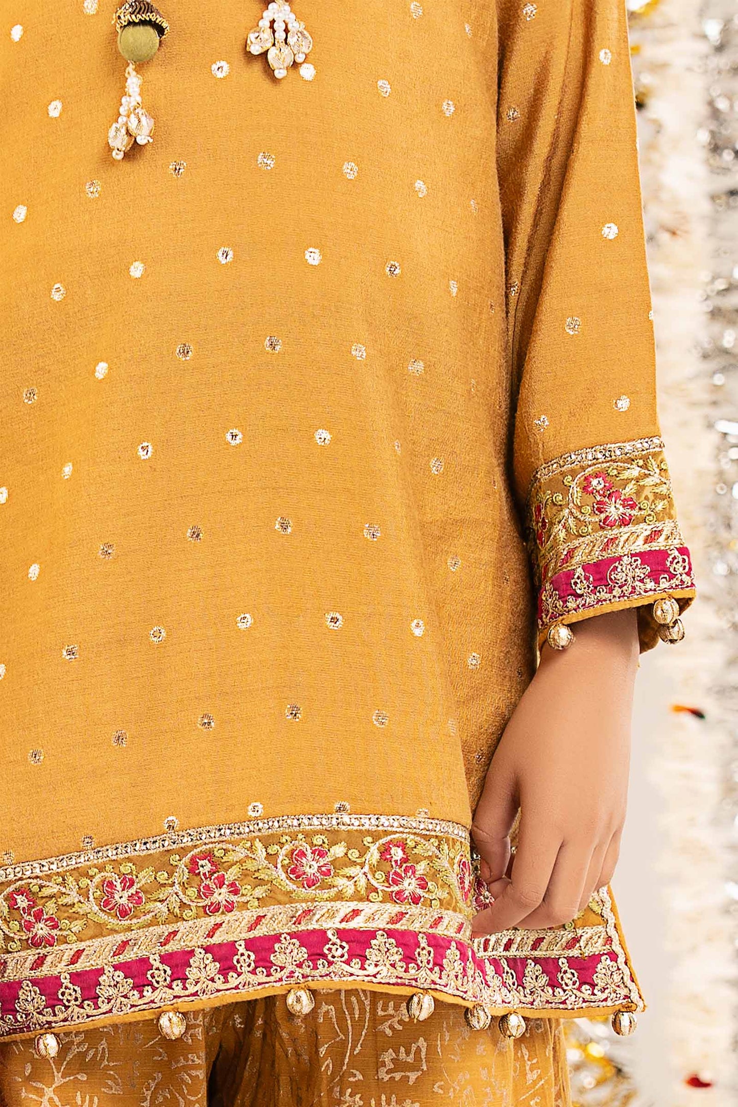 3 Piece Embroidered Lurex Jacquard Suit - by Maria Faisal - Registered Vendor of : Maria B Kids - 100% Original Designer Dress