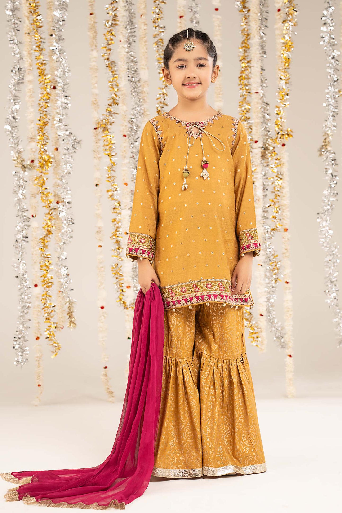 3 Piece Embroidered Lurex Jacquard Suit - by Maria Faisal - Registered Vendor of : Maria B Kids - 100% Original Designer Dress