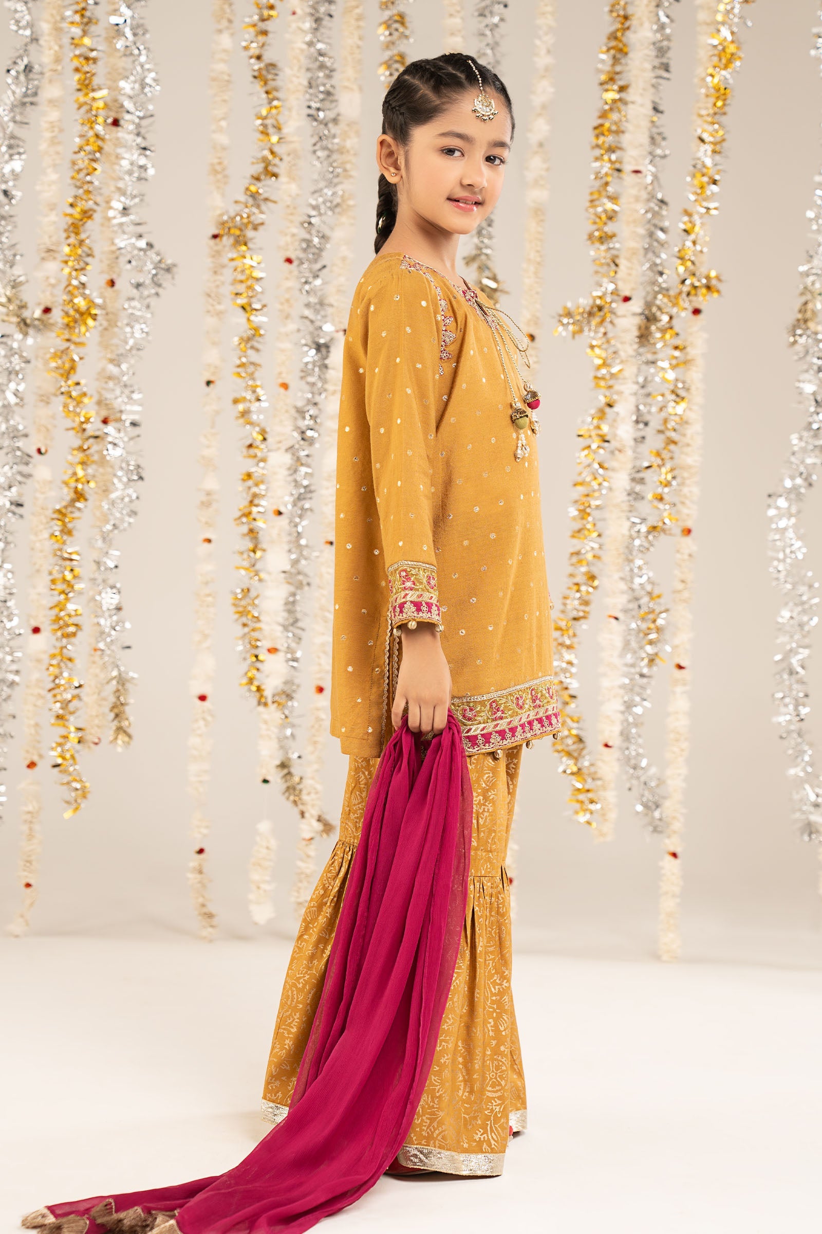 3 Piece Embroidered Lurex Jacquard Suit - by Maria Faisal - Registered Vendor of : Maria B Kids - 100% Original Designer Dress
