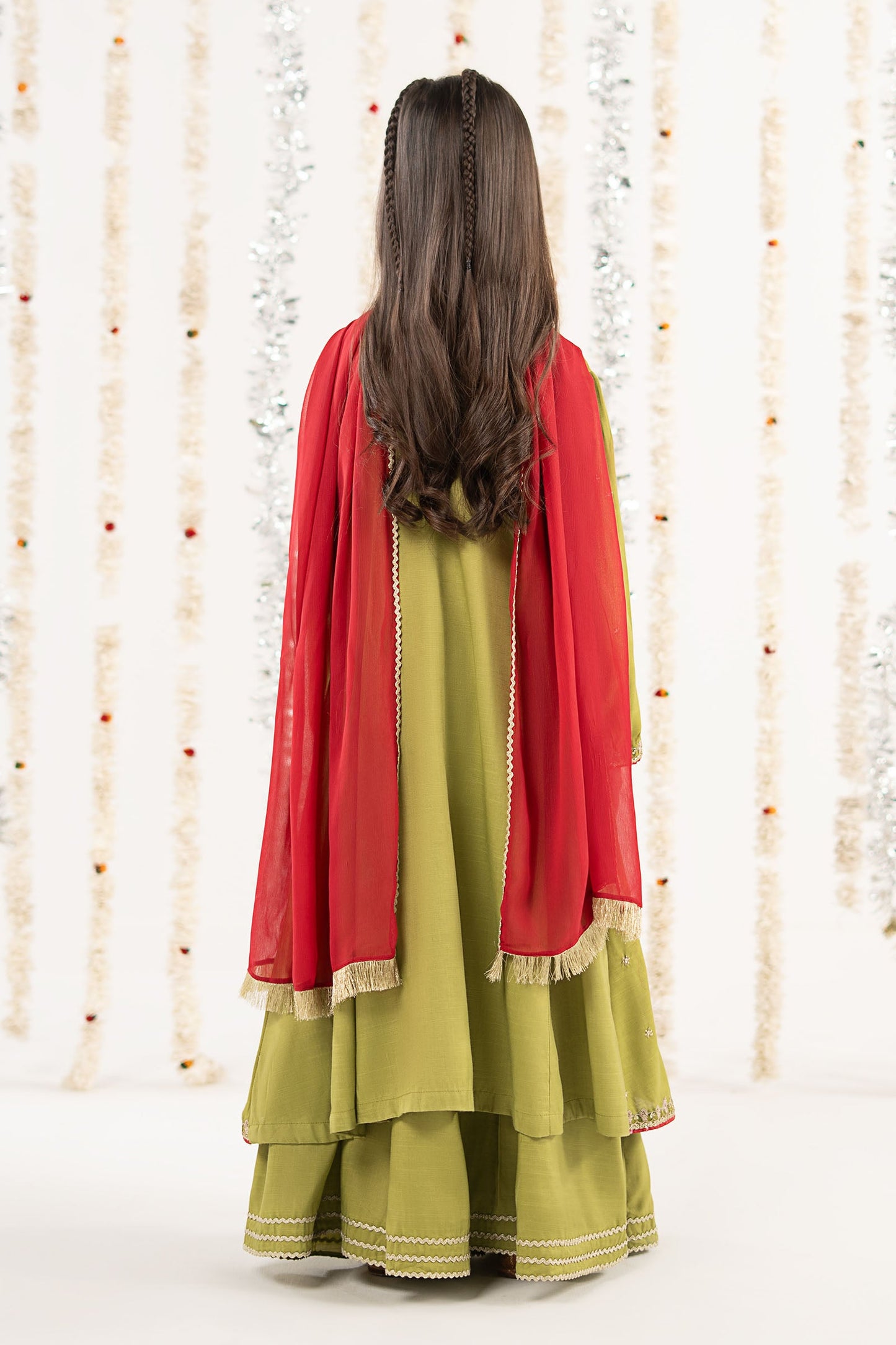 3 Piece Embroidered Raw Silk Suit - by Maria Faisal - Registered Vendor of : Maria B Kids - 100% Original Designer Dress