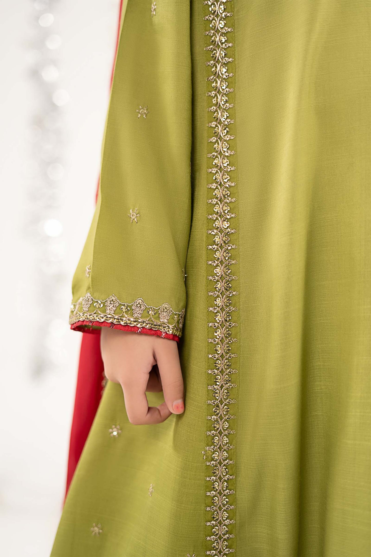 3 Piece Embroidered Raw Silk Suit - by Maria Faisal - Registered Vendor of : Maria B Kids - 100% Original Designer Dress