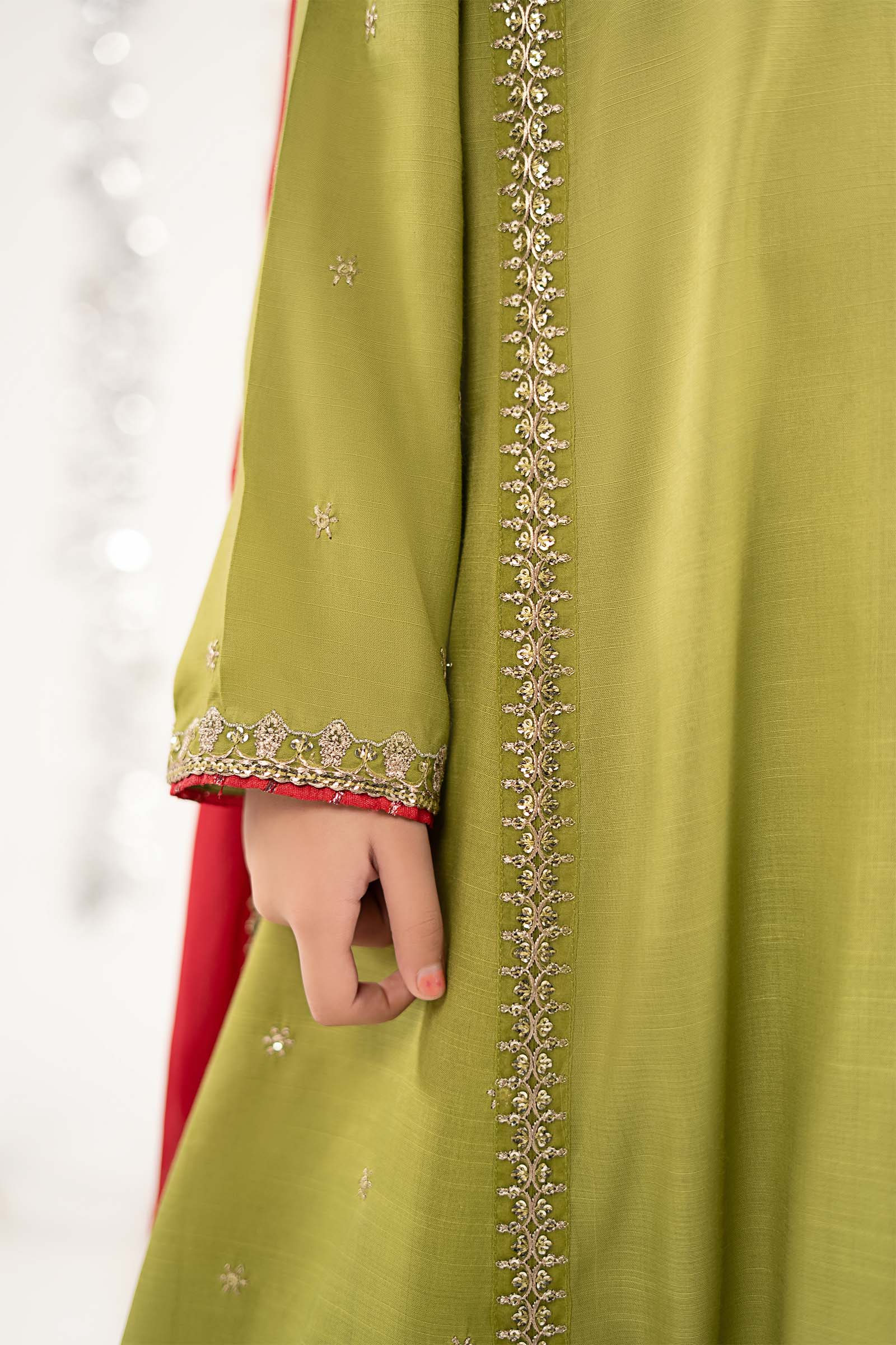 3 Piece Embroidered Raw Silk Suit - by Maria Faisal - Registered Vendor of : Maria B Kids - 100% Original Designer Dress