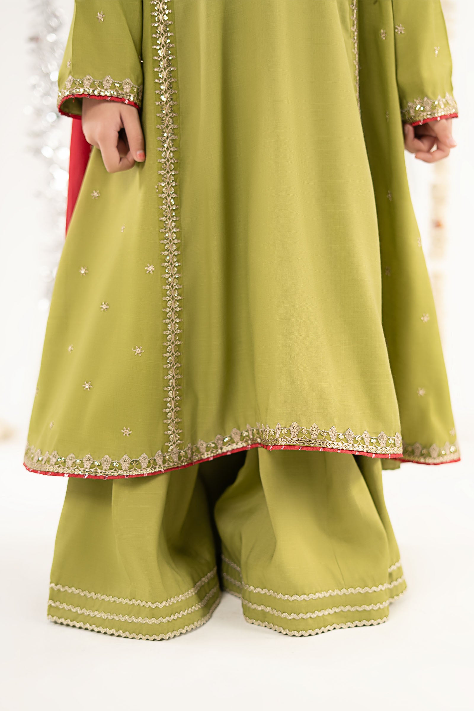 3 Piece Embroidered Raw Silk Suit - by Maria Faisal - Registered Vendor of : Maria B Kids - 100% Original Designer Dress