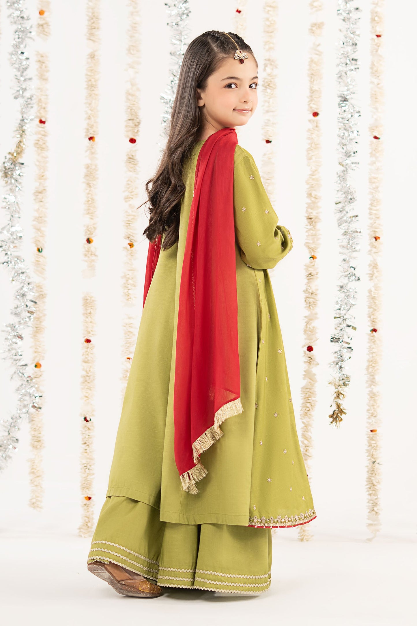 3 Piece Embroidered Raw Silk Suit - by Maria Faisal - Registered Vendor of : Maria B Kids - 100% Original Designer Dress