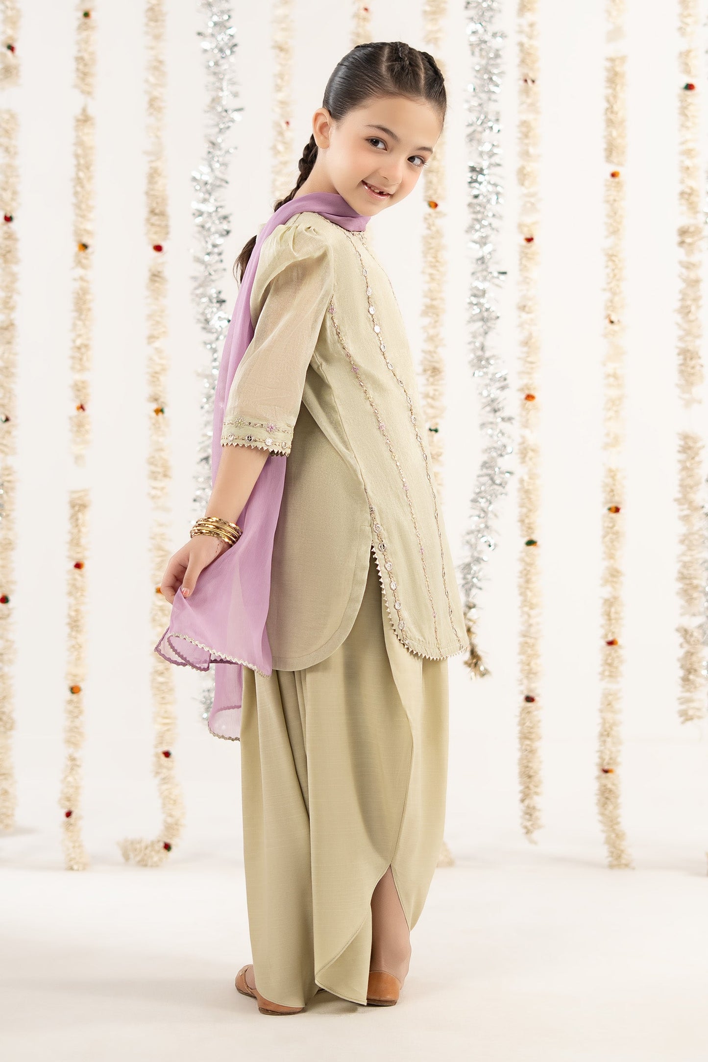 3 Piece Embroidered Masoori Suit - by Maria Faisal - Registered Vendor of : Maria B Kids - 100% Original Designer Dress
