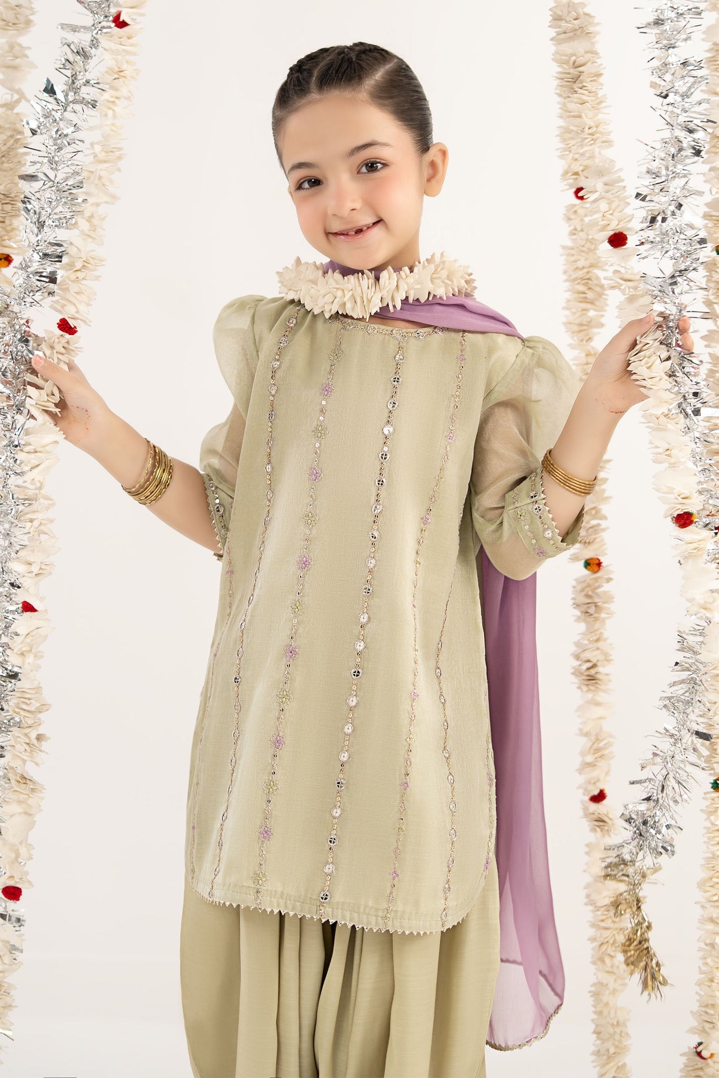 3 Piece Embroidered Masoori Suit - by Maria Faisal - Registered Vendor of : Maria B Kids - 100% Original Designer Dress