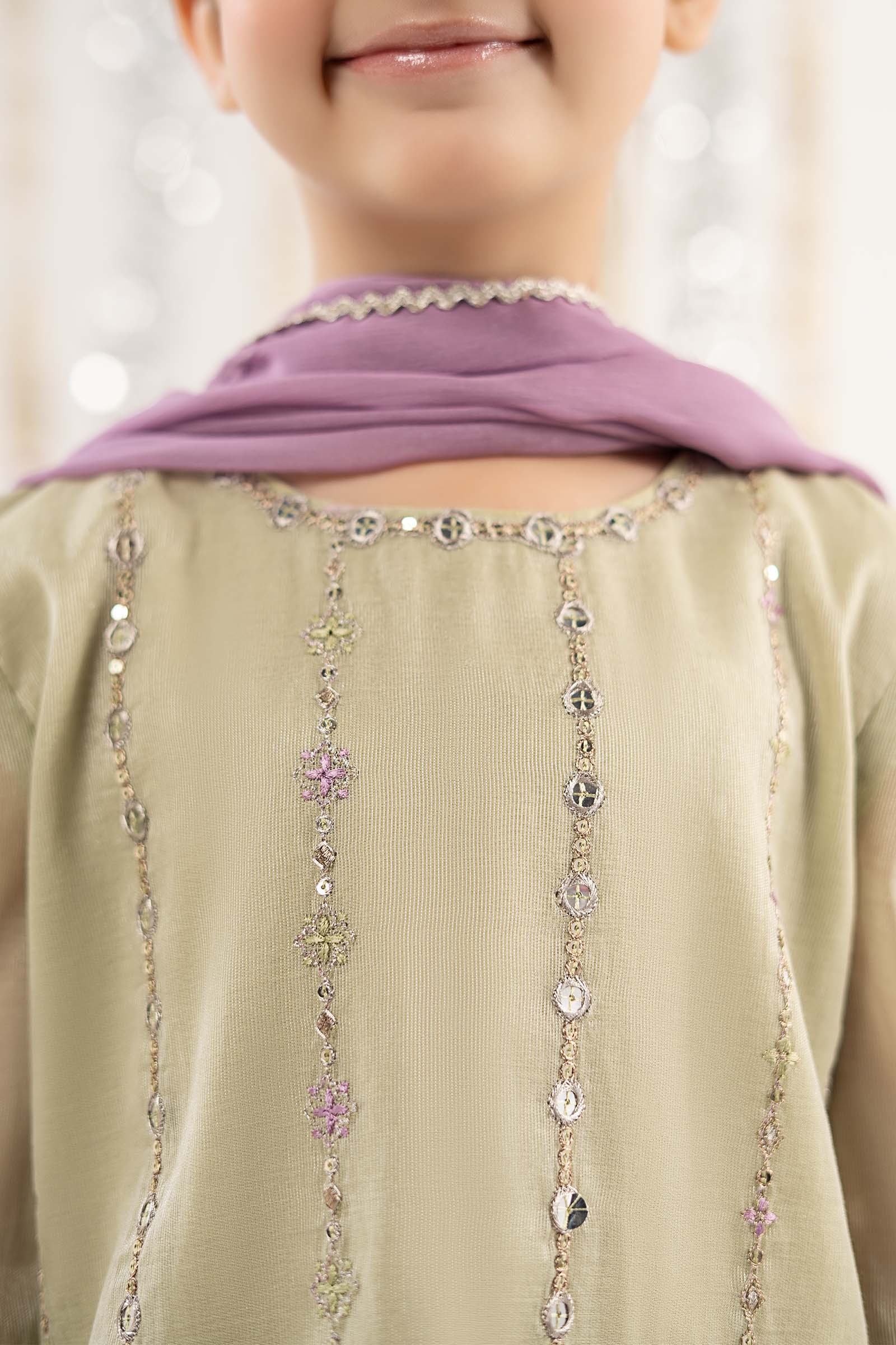 3 Piece Embroidered Masoori Suit - by Maria Faisal - Registered Vendor of : Maria B Kids - 100% Original Designer Dress