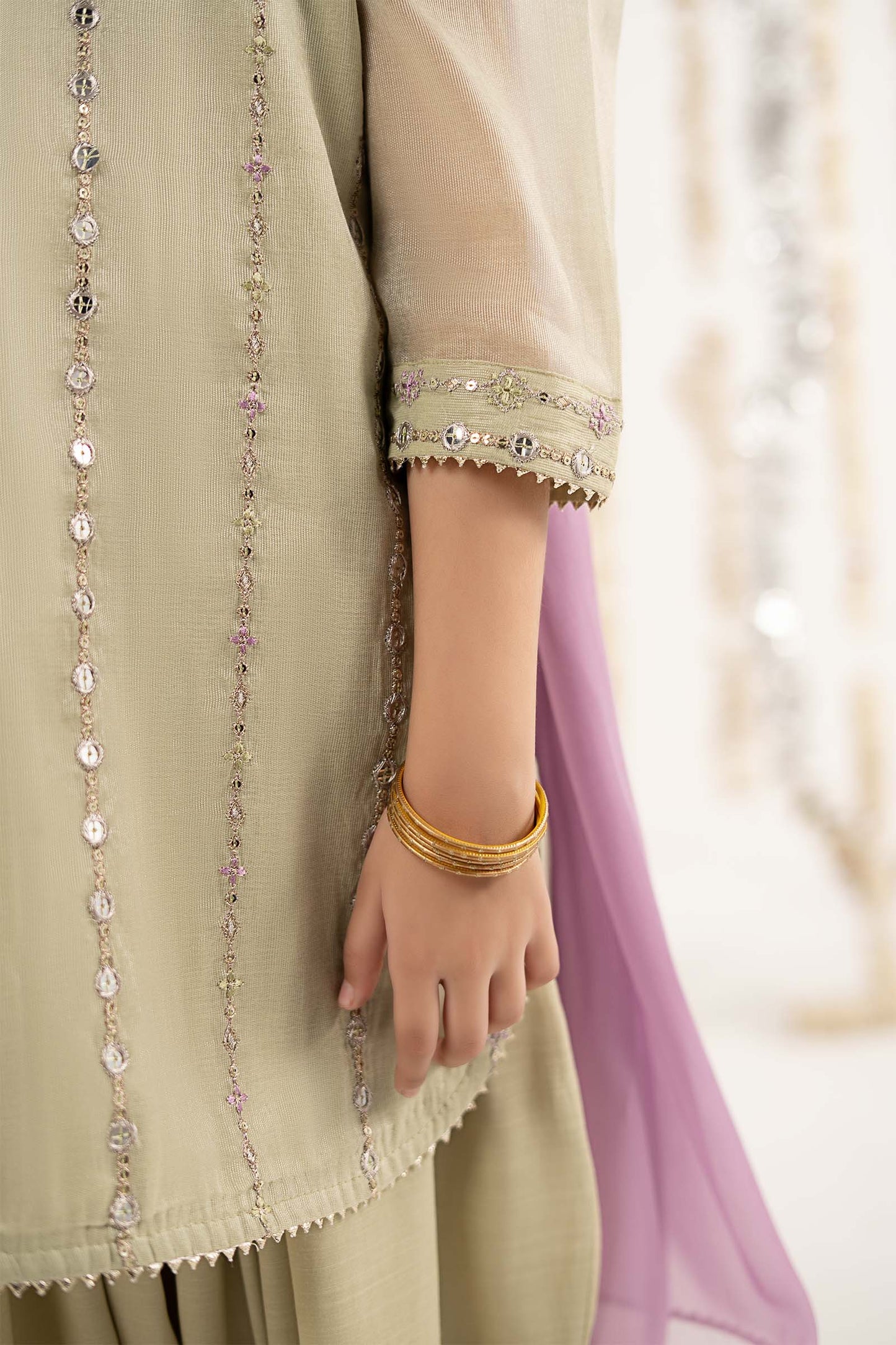 3 Piece Embroidered Masoori Suit - by Maria Faisal - Registered Vendor of : Maria B Kids - 100% Original Designer Dress