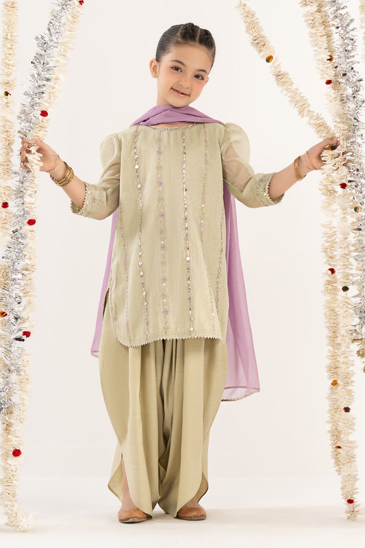 3 Piece Embroidered Masoori Suit - by Maria Faisal - Registered Vendor of : Maria B Kids - 100% Original Designer Dress