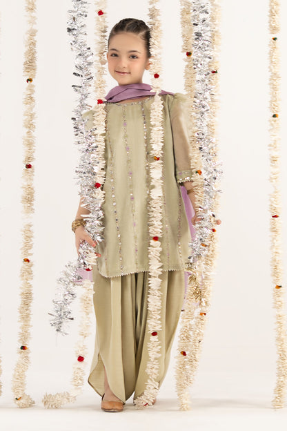 3 Piece Embroidered Masoori Suit - by Maria Faisal - Registered Vendor of : Maria B Kids - 100% Original Designer Dress