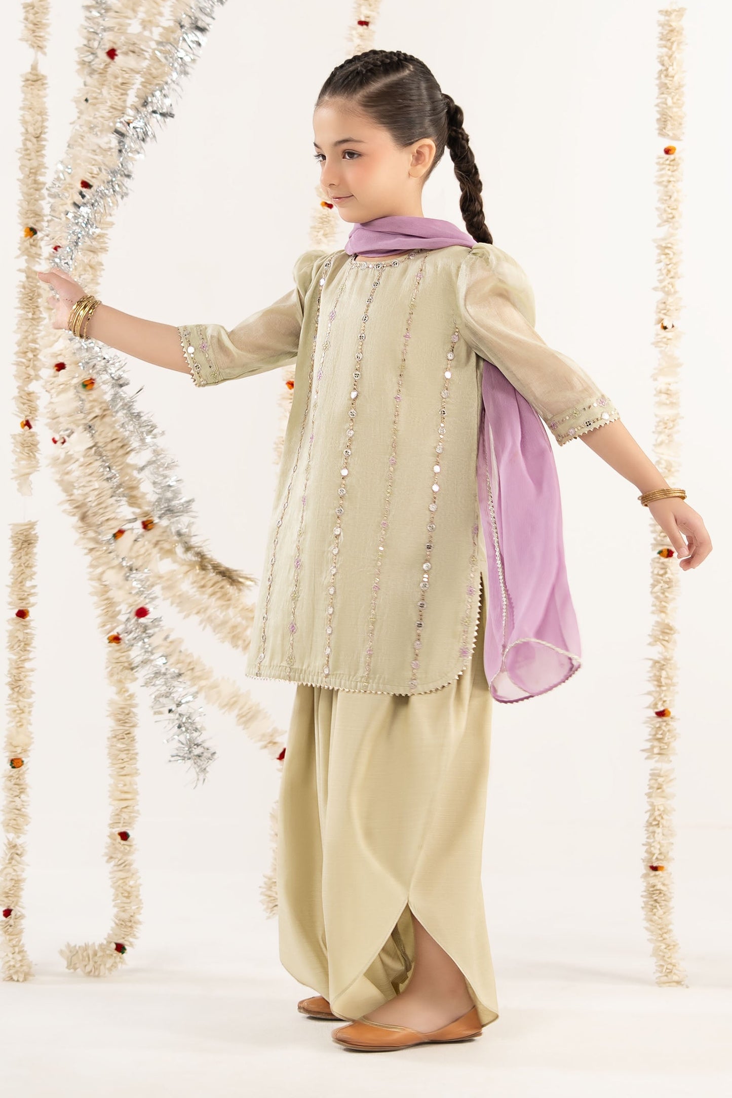 3 Piece Embroidered Masoori Suit - by Maria Faisal - Registered Vendor of : Maria B Kids - 100% Original Designer Dress