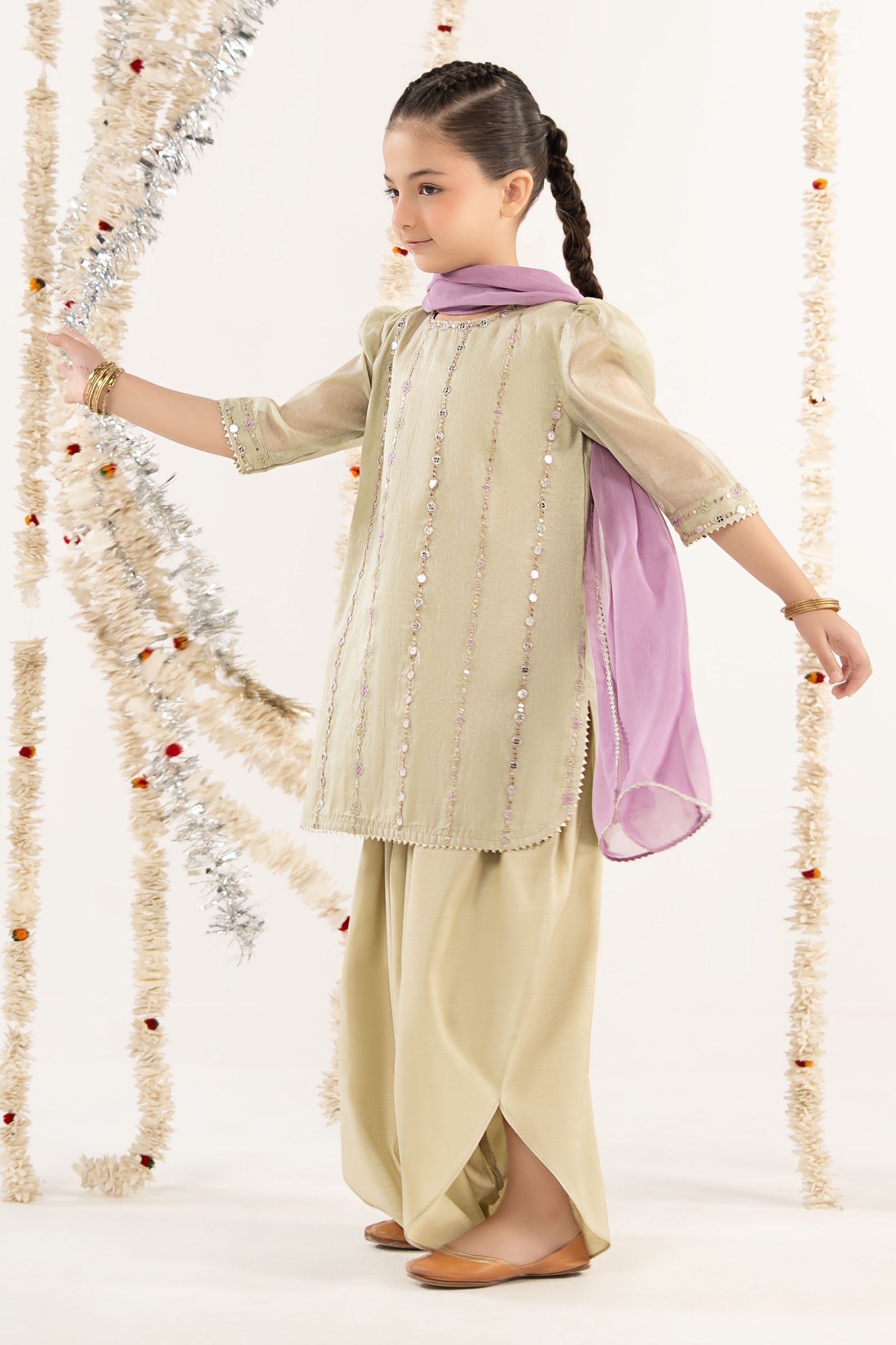 3 Piece Embroidered Masoori Suit - by Maria Faisal - Registered Vendor of : Maria B Kids - 100% Original Designer Dress