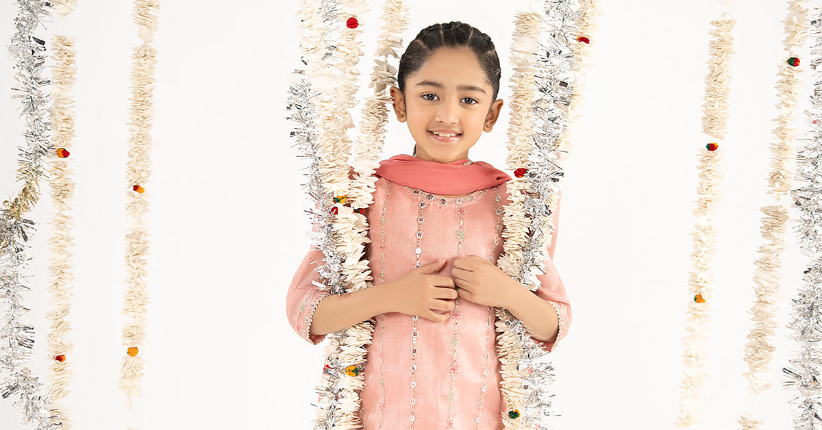 3 Piece Embroidered Masoori Suit - by Maria Faisal - Registered Vendor of : Maria B Kids - 100% Original Designer Dress
