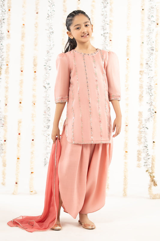 3 Piece Embroidered Masoori Suit - by Maria Faisal - Registered Vendor of : Maria B Kids - 100% Original Designer Dress