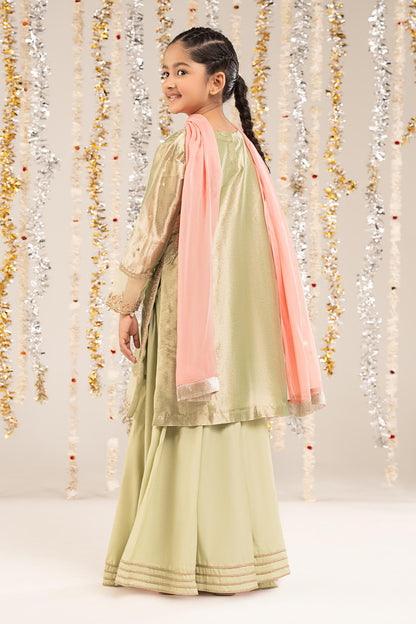 3 Piece Embroidered Tissue Suit - Kids Clothing - available at Maria Faisal in UK and USA.