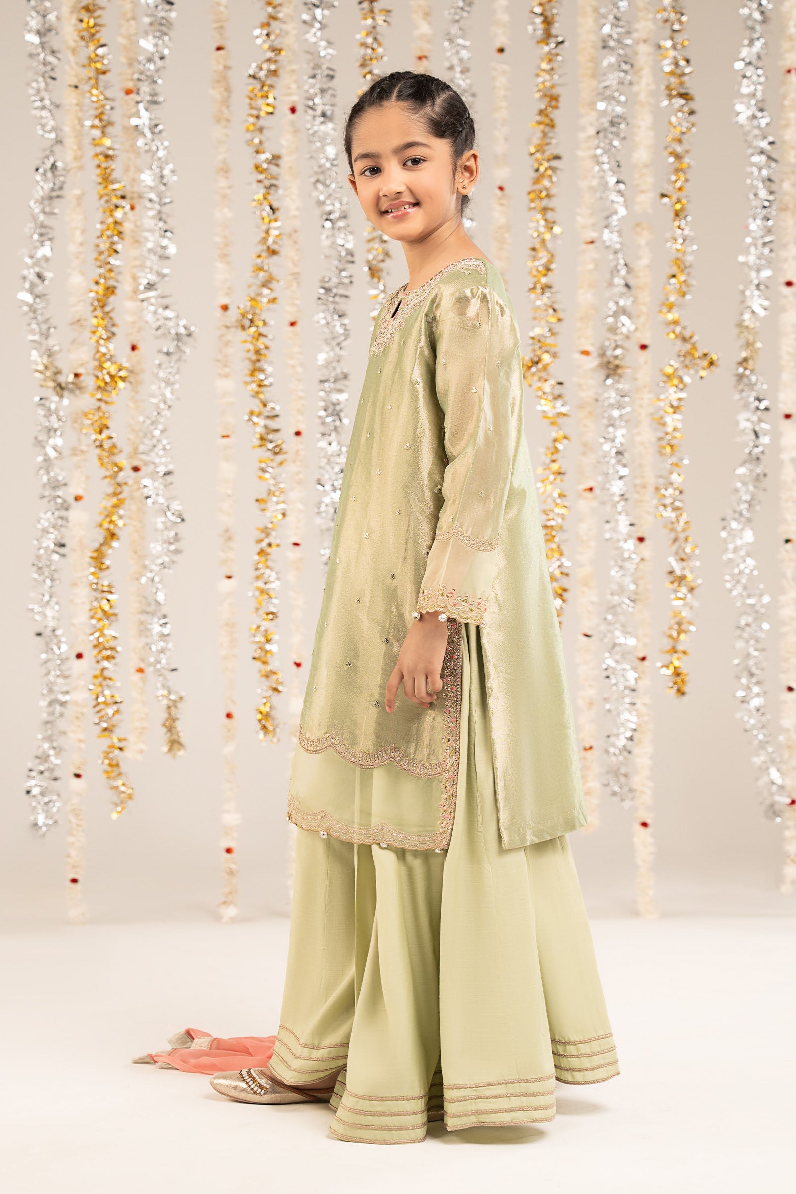 3 Piece Embroidered Tissue Suit - Kids Clothing - available at Maria Faisal in UK and USA.