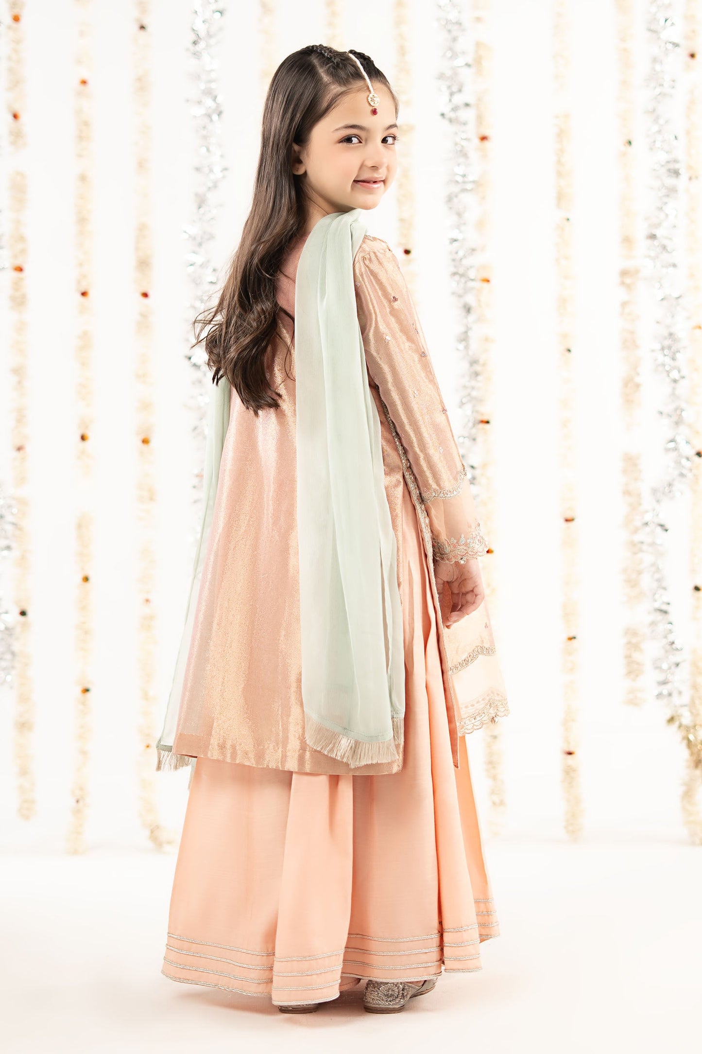 3 Piece Embroidered Tissue Suit - by Maria Faisal - Registered Vendor of : Maria B Kids - 100% Original Designer Dress